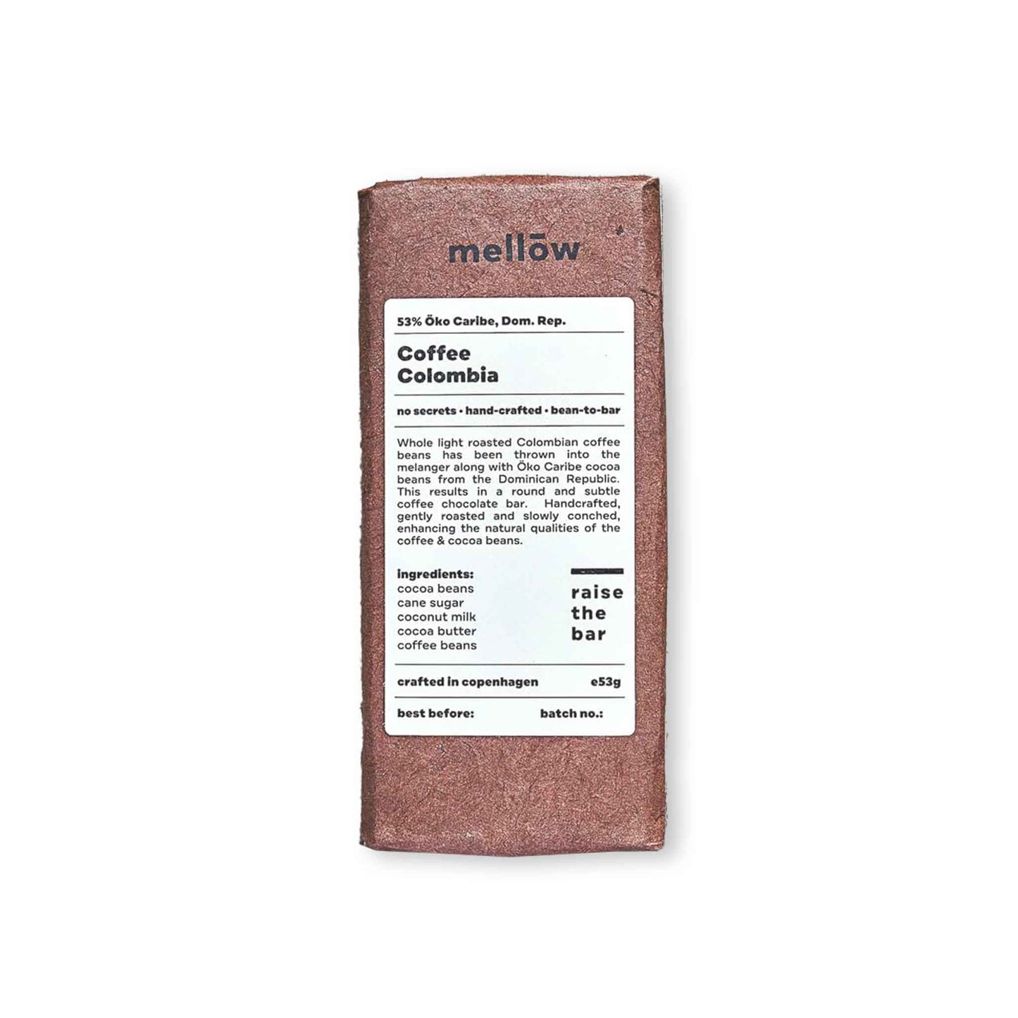 MELLOW COFFEE COLOMBIA 53% DARK CHOCOLATE 53g