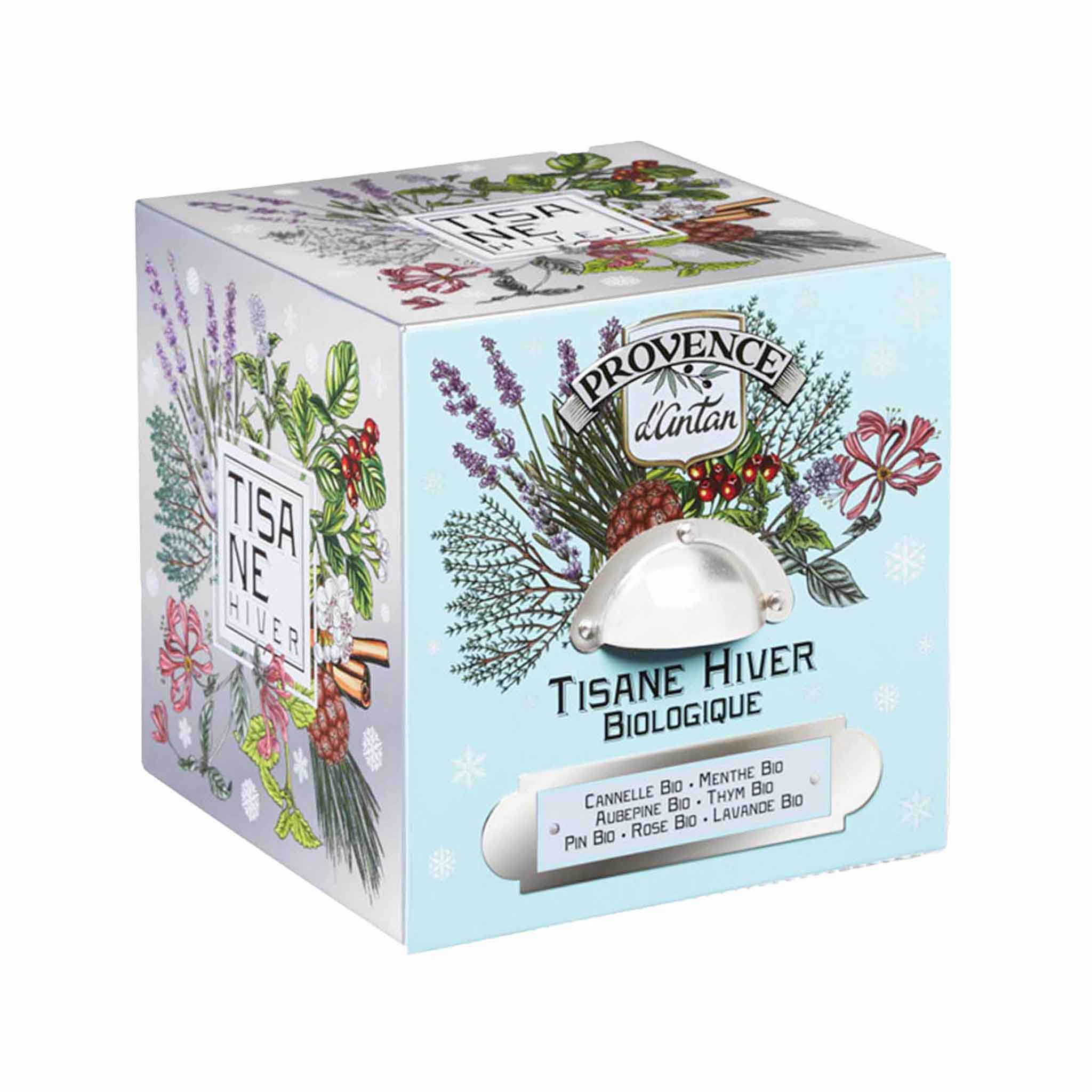 A blend of Cinnamon, Mint, Hawthorn, Thyme, Pine, Rose, and Lavender come together to create this aromatic and comforting herbal tea from France.