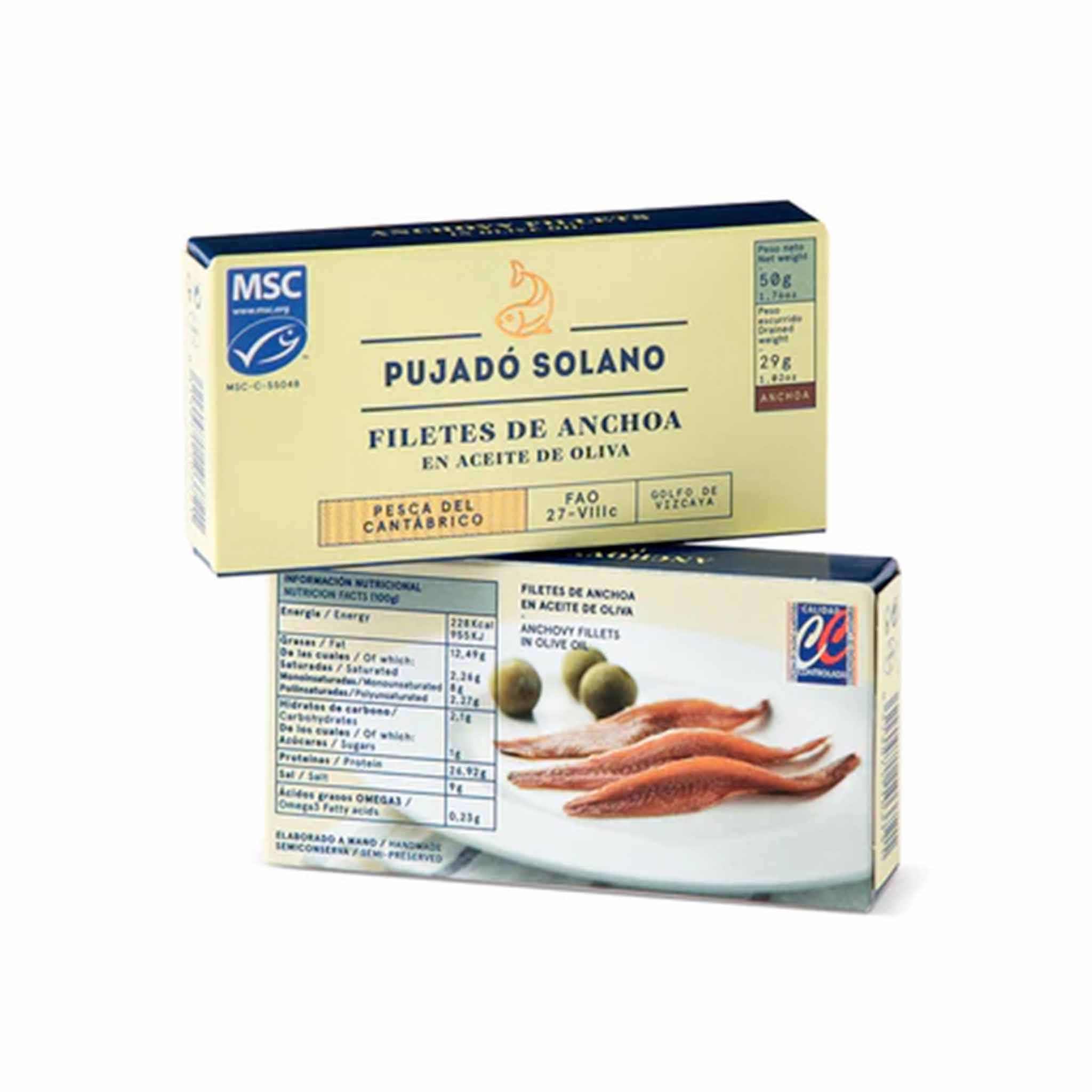 PUJADO ANCHOVY FILLETS IN EXTRA VIRGIN OLIVE OIL 50g