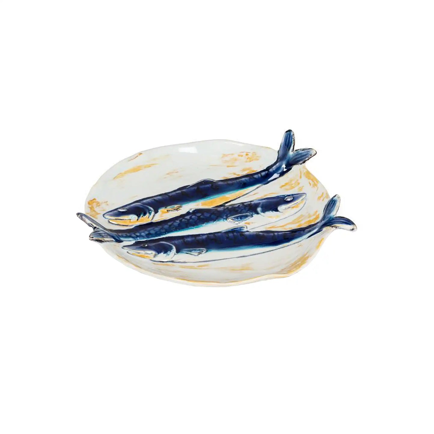 ABBOTT TRIPLE FISH PLATE - BLUE & YELLOW