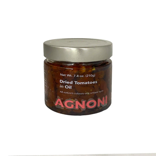 Agnoni sun-dried tomatoes in oil, 210g glass jar.