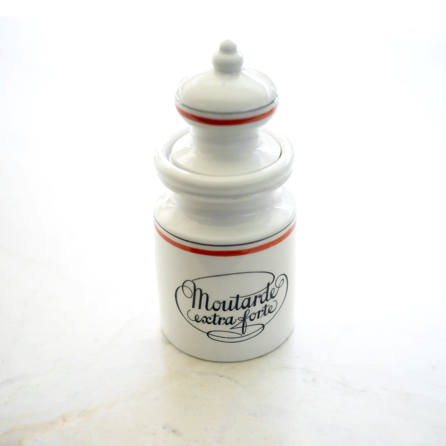 VINTAGE WHITE MUSTARD JAR WITH LID