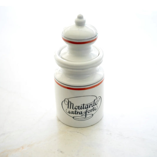 VINTAGE WHITE MUSTARD JAR WITH LID