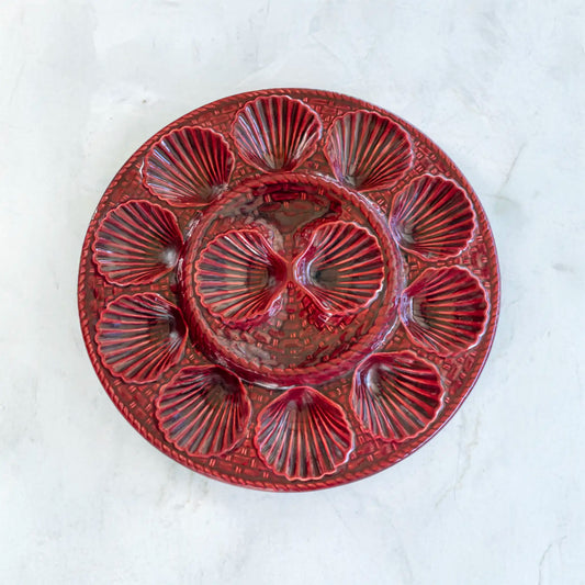 VINTAGE 1960s BARBOTINE MAJOLICA OYSTER PLATTER