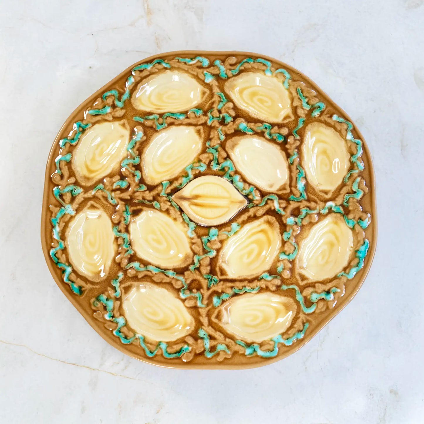 VINTAGE POTTERY OYSTER SERVING PLATTER