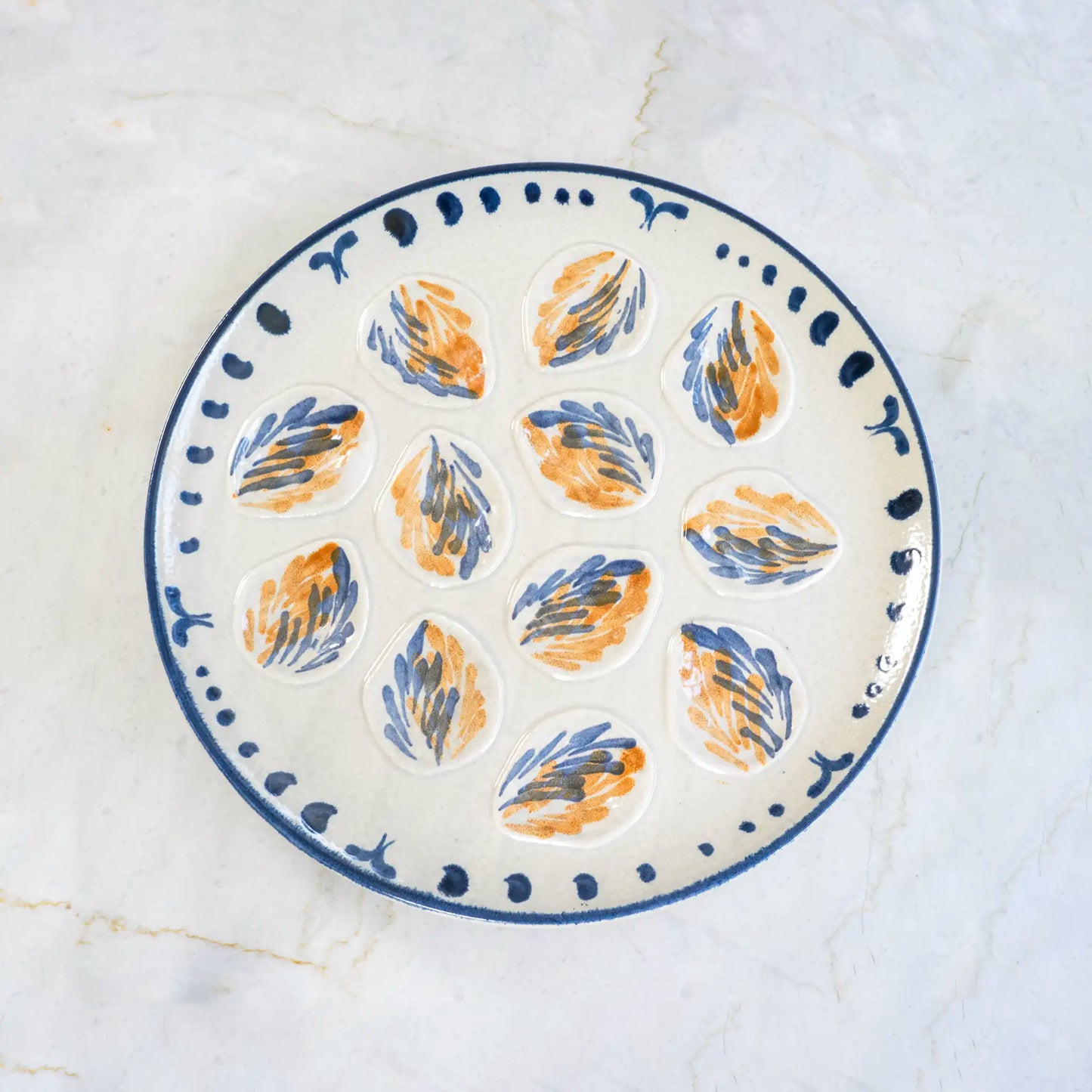 VINTAGE HAND PAINTED OYSTER PLATTER