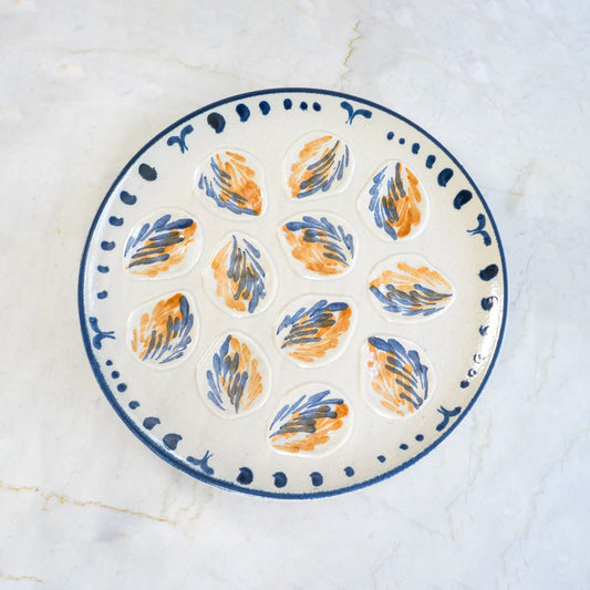 VINTAGE HAND PAINTED OYSTER PLATTER