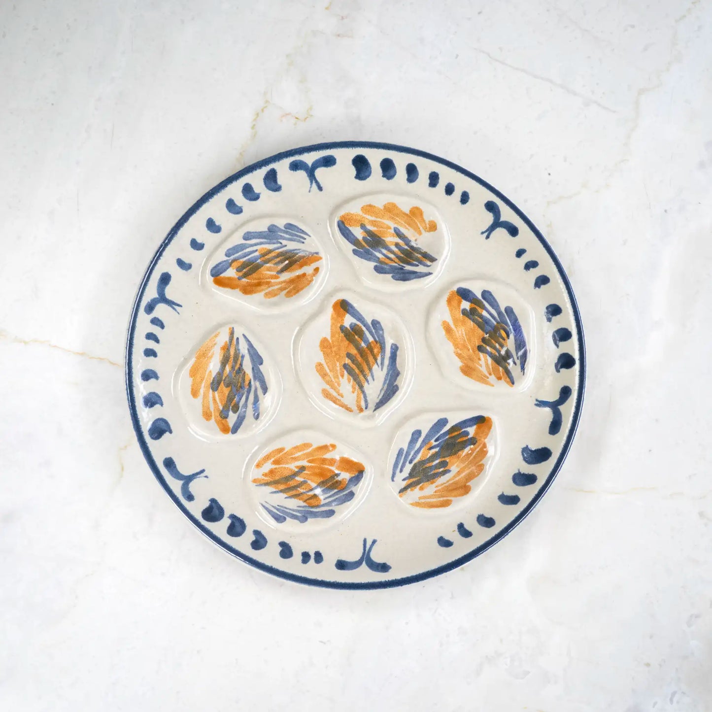 VINTAGE HAND PAINTED OYSTER PLATE