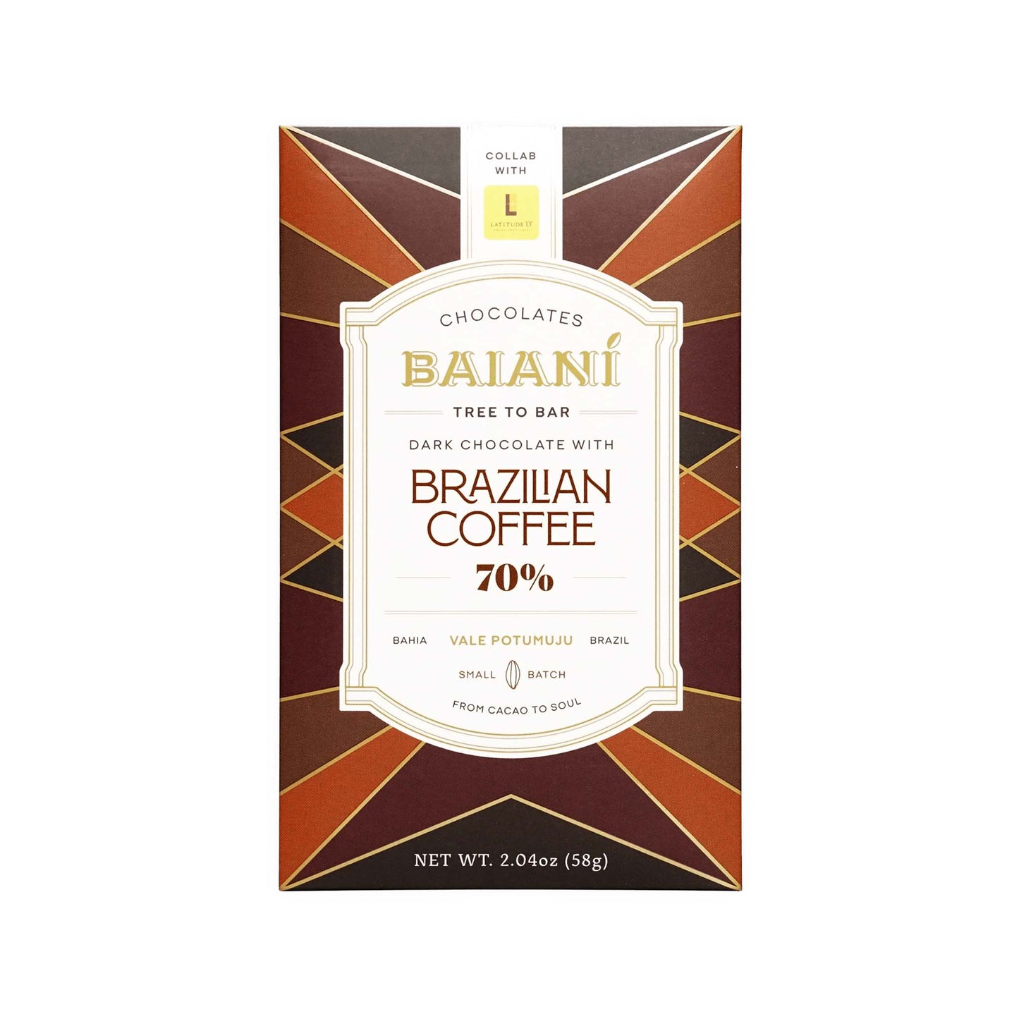 BAIANI BRAZILIAN COFFEE 70% DARK CHOCOLATE 58g