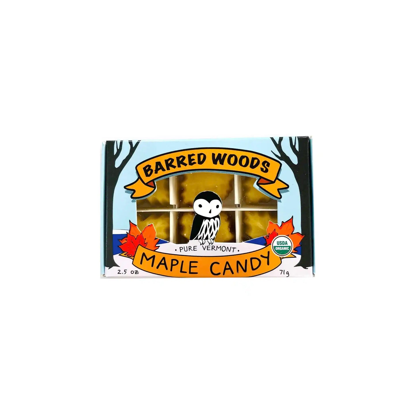 BARRED WOODS ORGANIC MAPLE CANDY 6 PIECE 71g