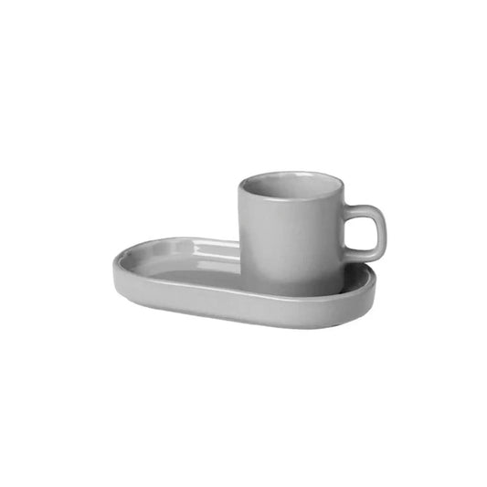 BLOMUS PILAR ESPRESSO CUP WITH TRAY - GRAY