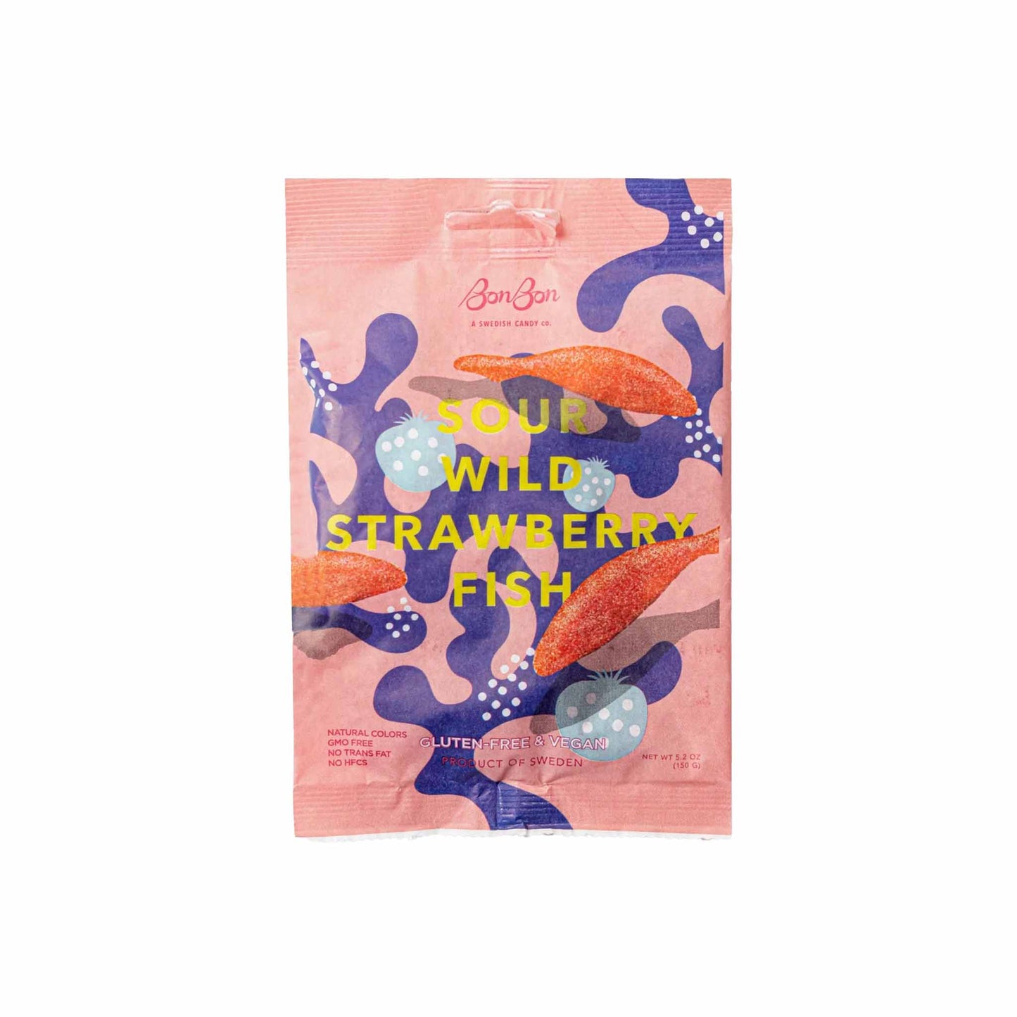 BONBON VEGAN & GLUTEN FREE SWEDISH SOUR WILD STRAWBERRY FISH 150g