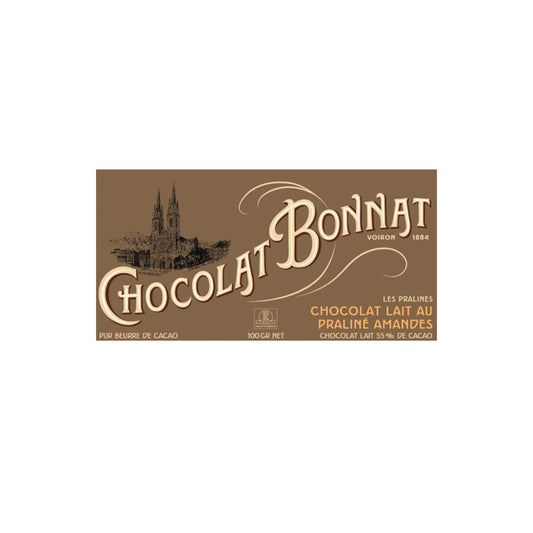BONNAT CHOCOLAT LAIT AU PRALINE AMANDES 100g