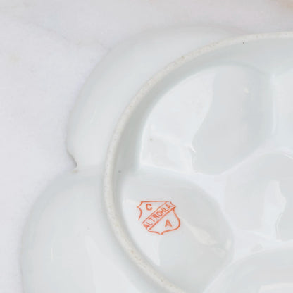 Austrian blue floral oyster plate reverse with factory mark