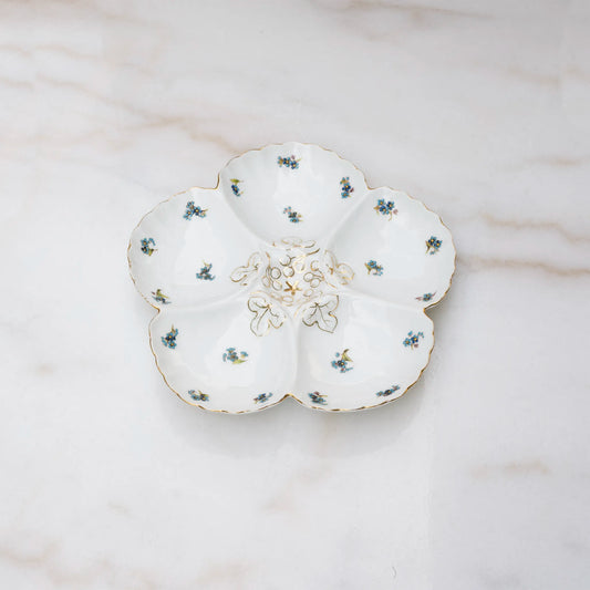 VINTAGE AUSTRIAN OYSTER PLATE - BLUE FLORAL