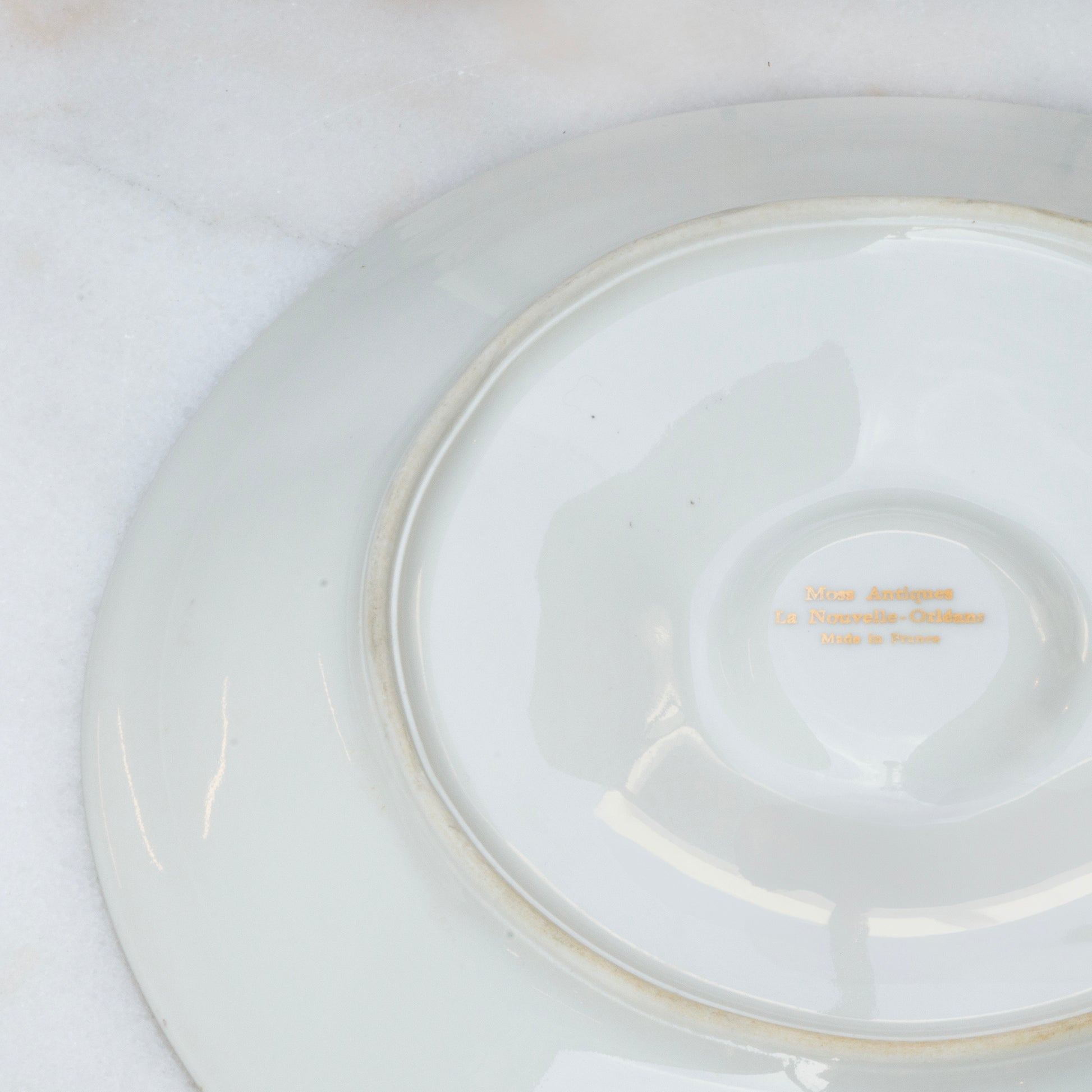 Limoges blue floral oyster plate back with porcelain mark