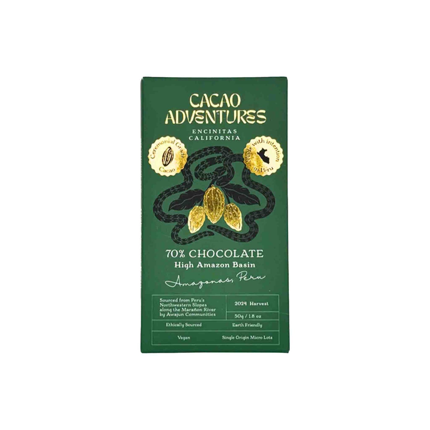 CACAO ADVENTURES 70% DARK CHOCOLATE BAR 50g