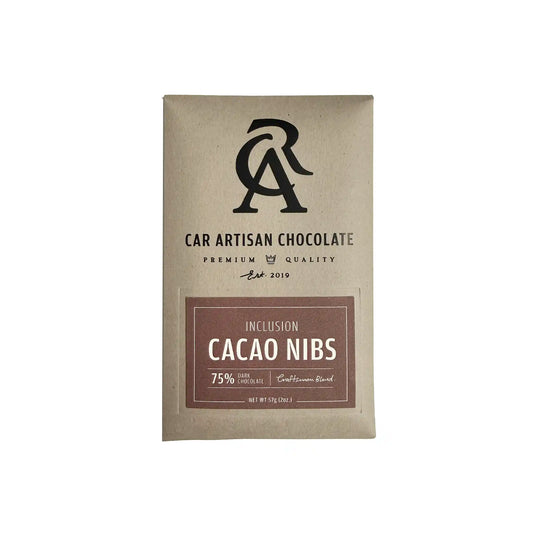 CAR ARTISAN CHOCOLATE 75% DARK CHOCOLATE WITH CACAO NIBS 2oz