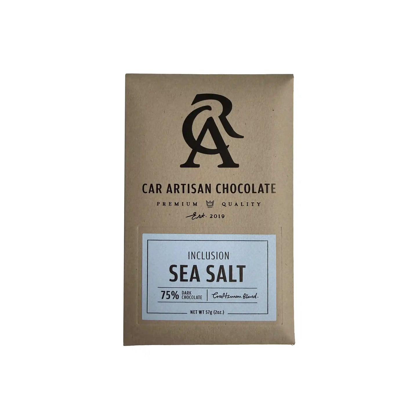 CAR ARTISAN CHOCOLATE 75% DARK CHOCOLATE WITH SEA SALT 2oz