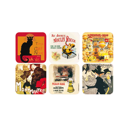 CARTEXPO "PARIS CHAT NOIR" COASTERS SET OF 6