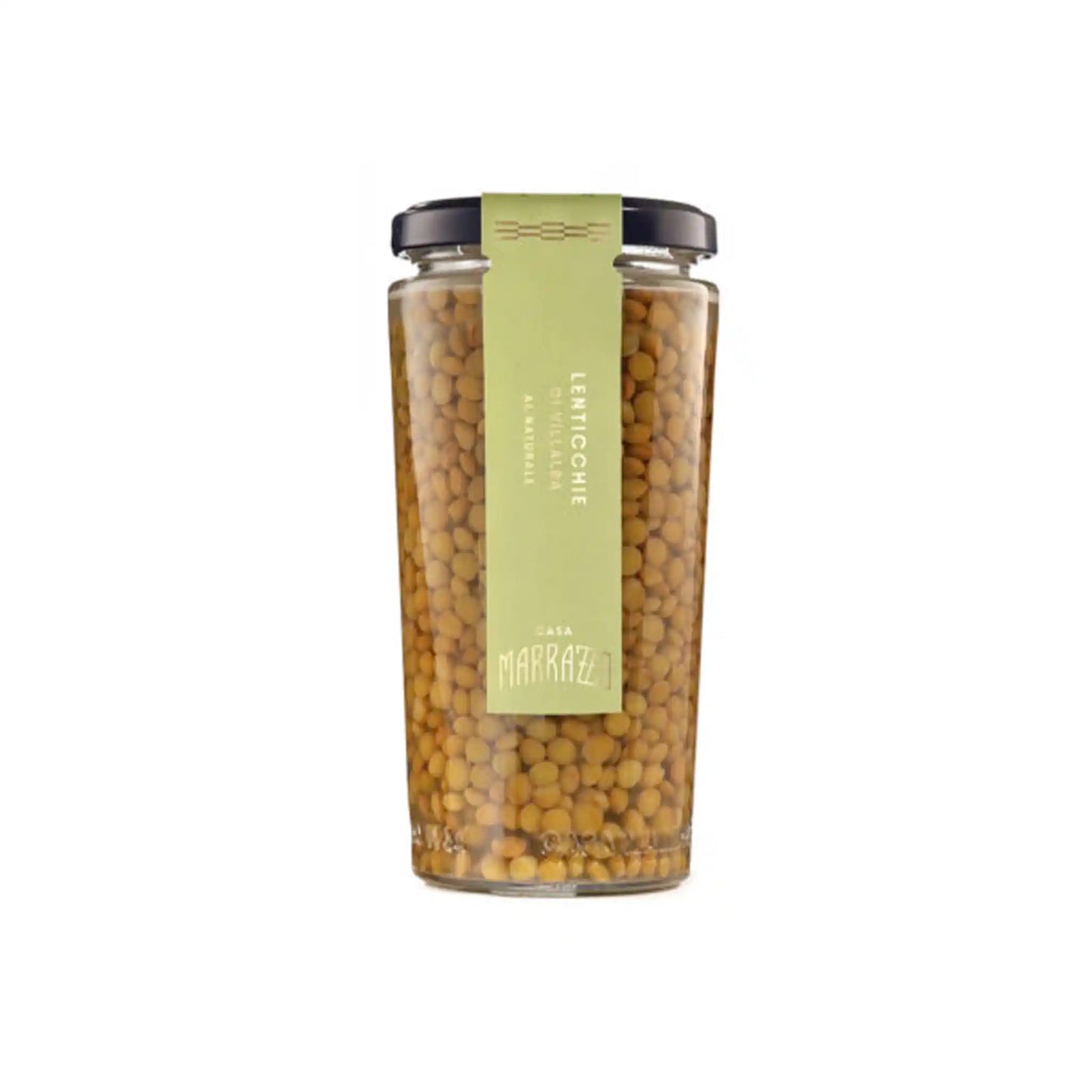 Casa Marrazzo Lenticchie di Villalba Italian lentils in a 300ml glass jar with an olive green label.
