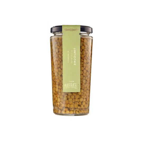 Casa Marrazzo Lenticchie di Villalba Italian lentils in a 300ml glass jar with an olive green label.