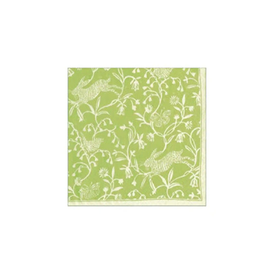 CASPARI HEDGEROW MOSS GREEN COCKTAIL NAPKINS 20 COUNT