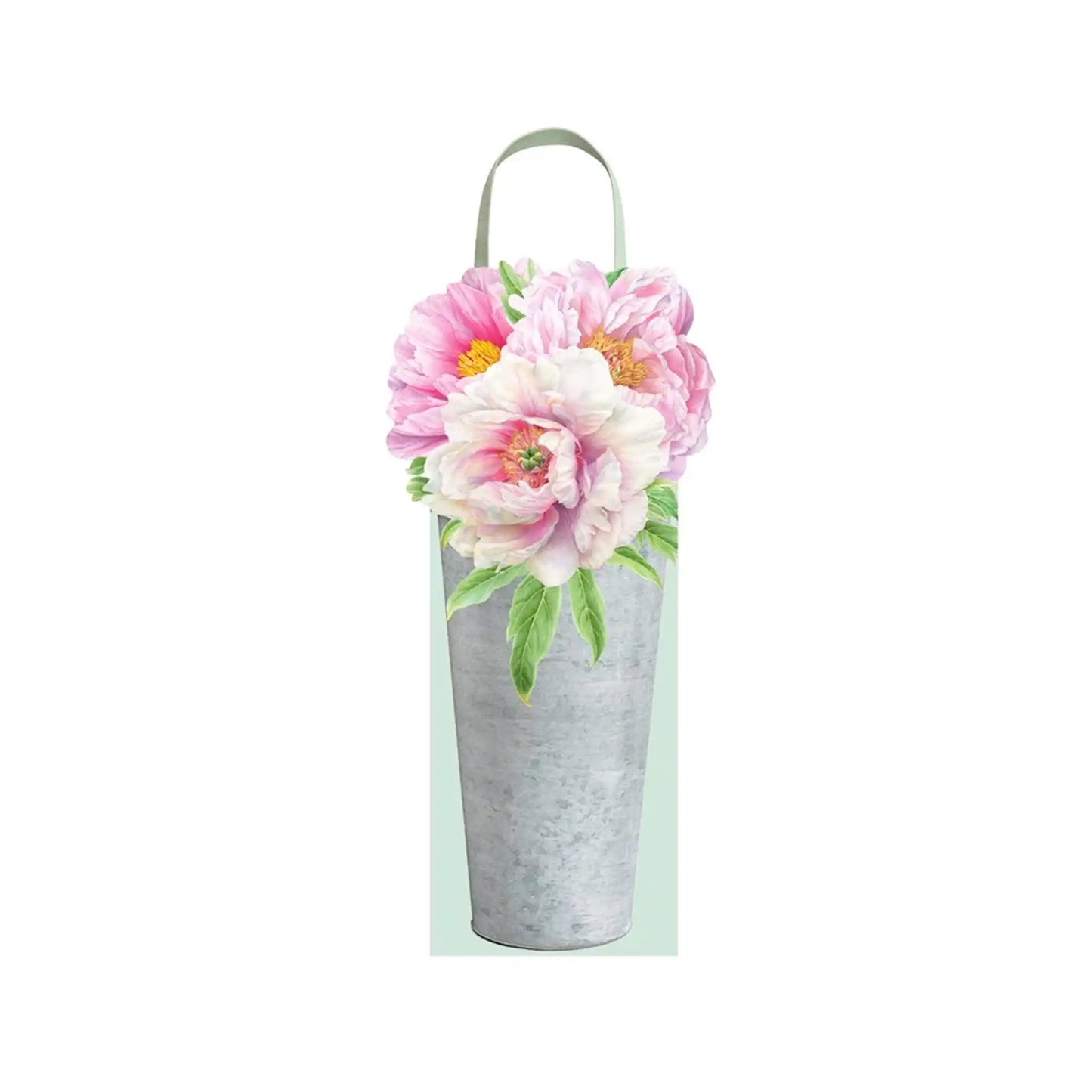 CASPARI PEONIES IN BUCKET WINE BAG
