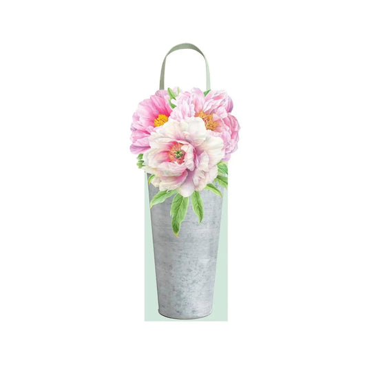 CASPARI PEONIES IN BUCKET WINE BAG