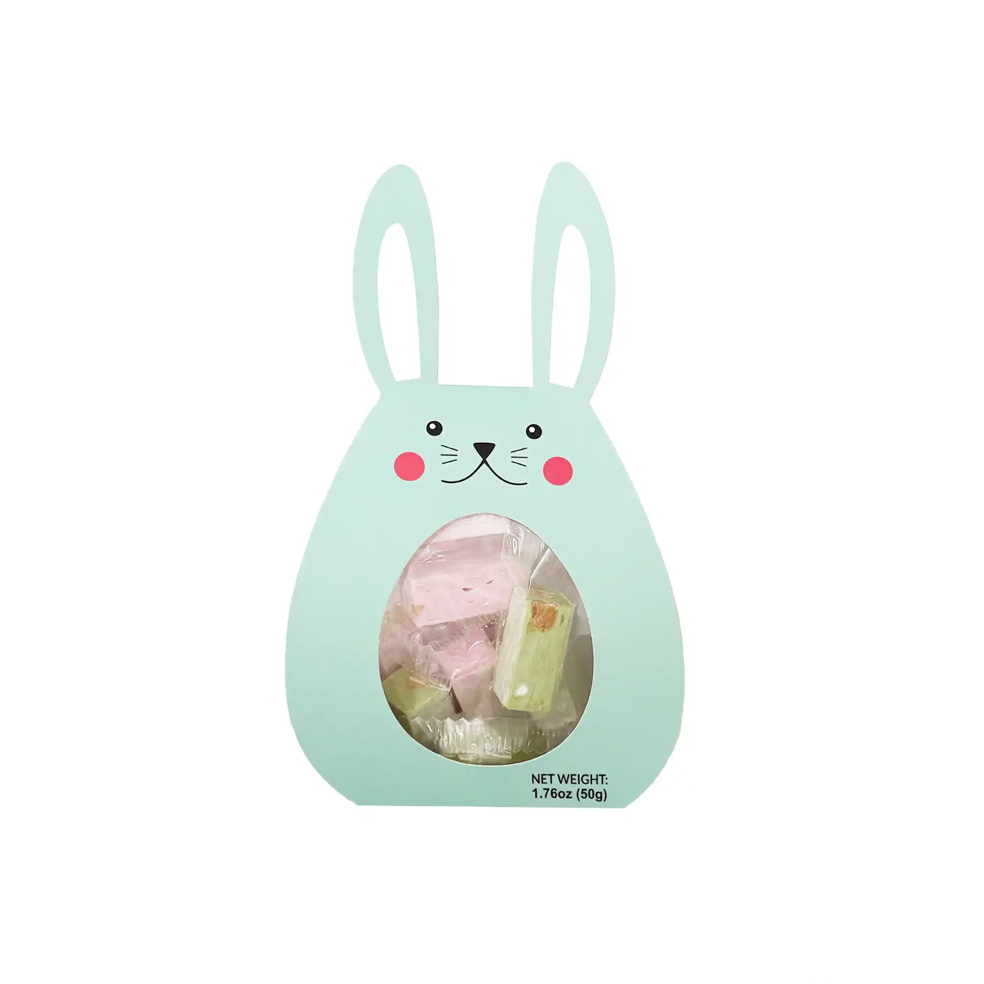 Chabert & Guillot Easter bunny gift box with pistachio and raspberry nougat pieces, 50g.