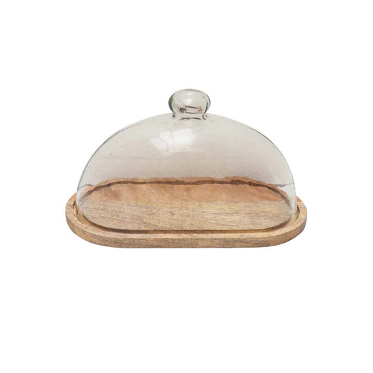 CHEHOMA OVAL WOODEN CAKE TRAY WITH COVER