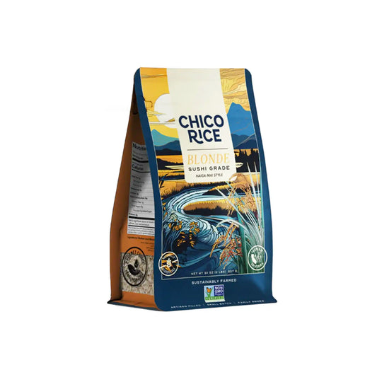 Chico Rice Blonde sushi grade haiga-mai style rice 2lb bag, sustainably farmed and non-GMO.