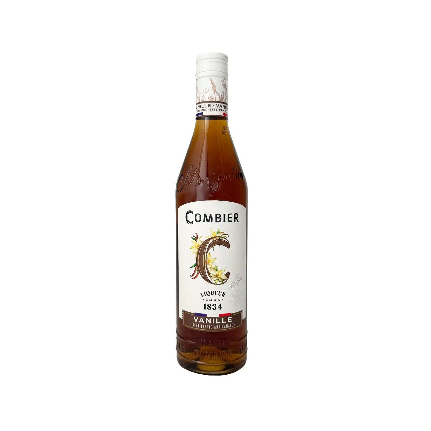 Combier vanilla liqueur 700ml glass bottle, French artisanal distillery since 1834.