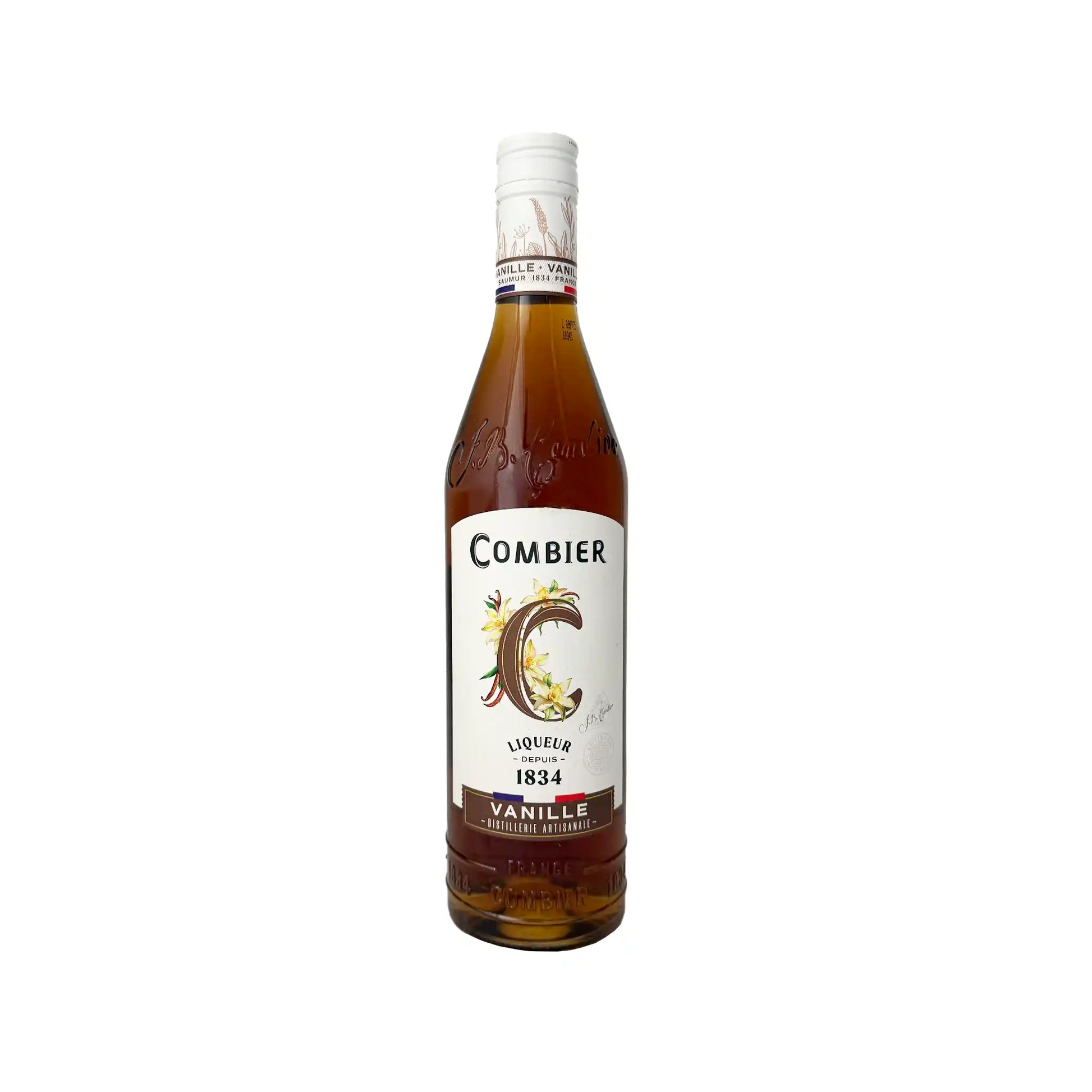 Combier vanilla liqueur 700ml glass bottle, French artisanal distillery since 1834.