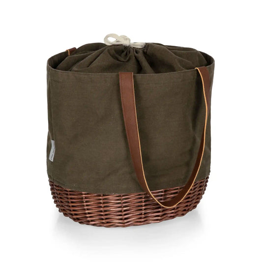 PICNIC TIME CORONADO CANVAS & WILLOW BASKET TOTE