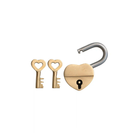 CREATIVE CO-OP SMALL HEART SHAPED LOCK WITH 2 KEYS