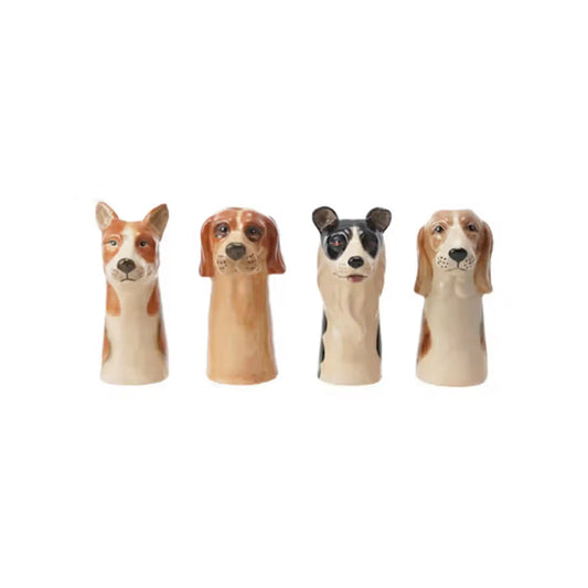 CREATIVE CO-OP STONEWARE HANDPAINTED DOG VASE - ASSORTED