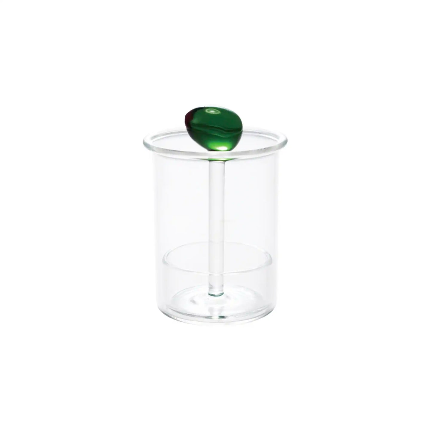 CREATIVE CO-OP TOOTHPICK HOLDER WITH HAND BLOWN OLIVE - GREEN/RED