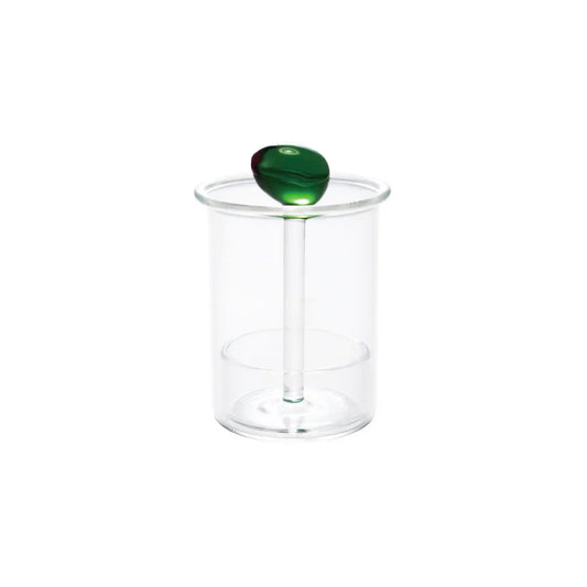 CREATIVE CO-OP TOOTHPICK HOLDER WITH HAND BLOWN OLIVE - GREEN/RED