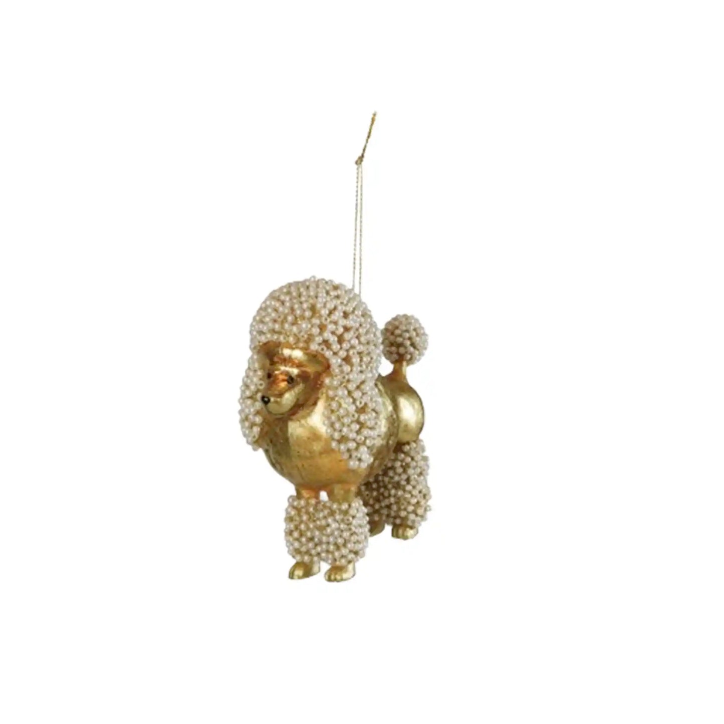 CREATIVE GLASS POODLE ORNAMENT W/FAUX PEARLS