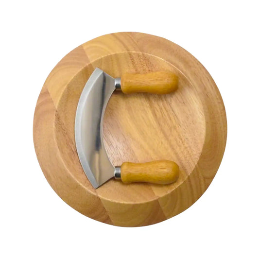 CREATIVE RUBBERWOOD CUTTING BOARD W/MEZZALUNA