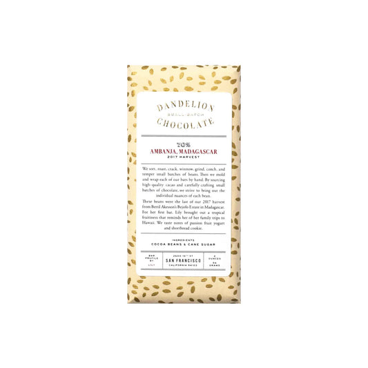 DANDELION AMBANJA, MADAGASCAR 70% DARK CHOCOLATE 2oz