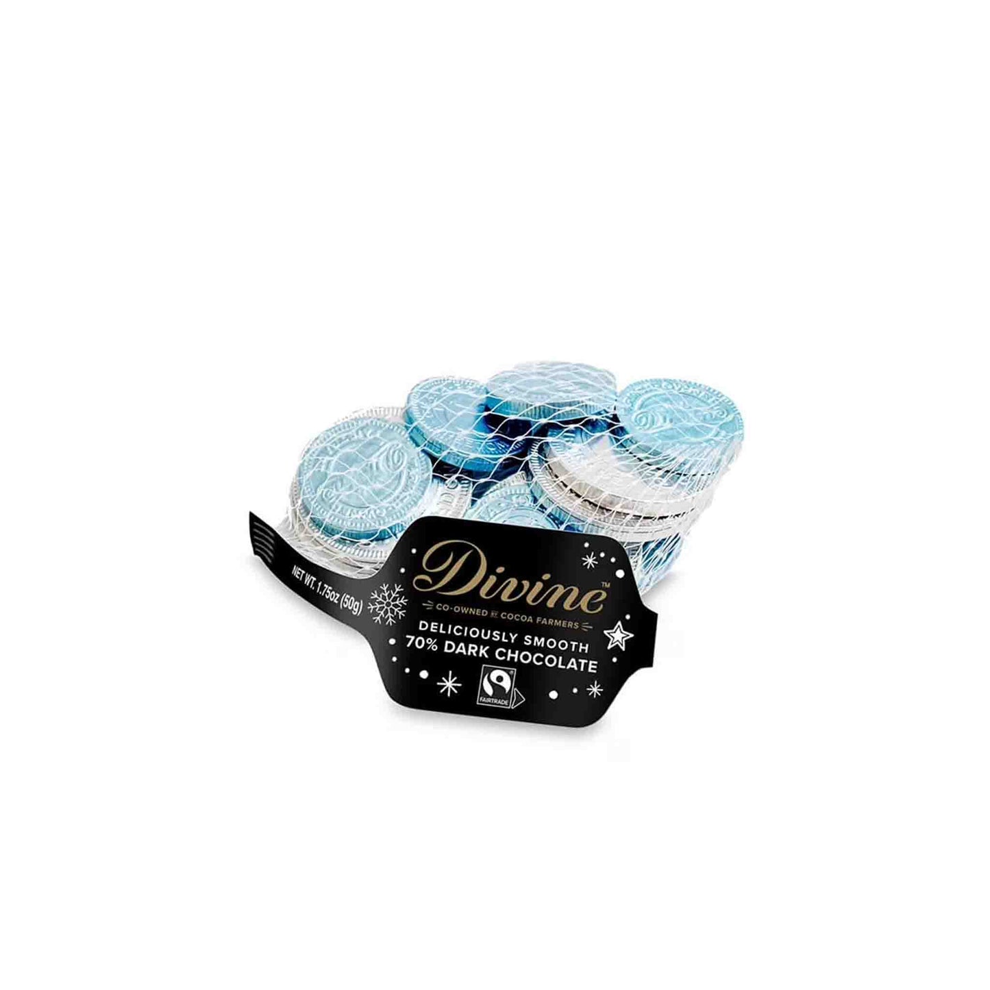DIVINE DARK CHOCOLATE COINS BAG 1.75oz