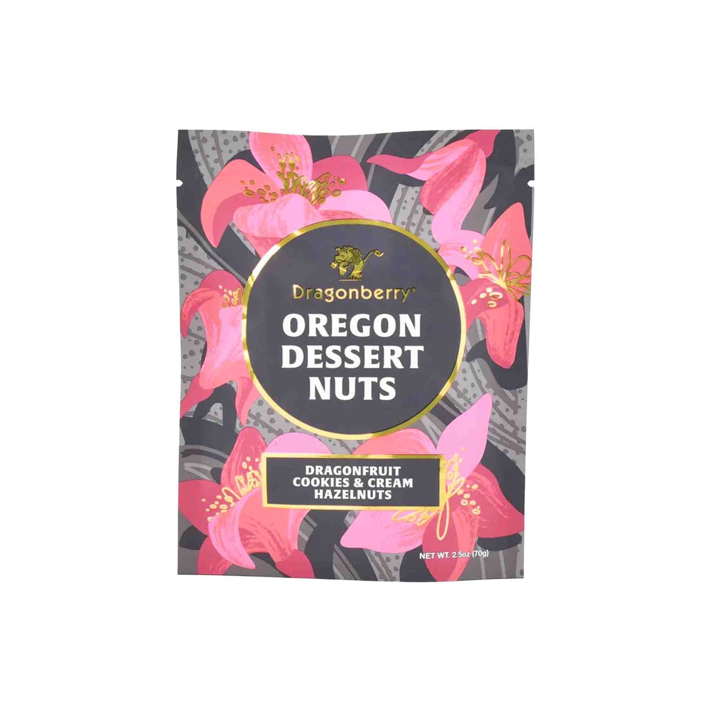 DRAGONBERRY DESSERT NUTS - DRAGONFRUIT, COOKIES & CREAM, OREGON HAZELNUTS 70g