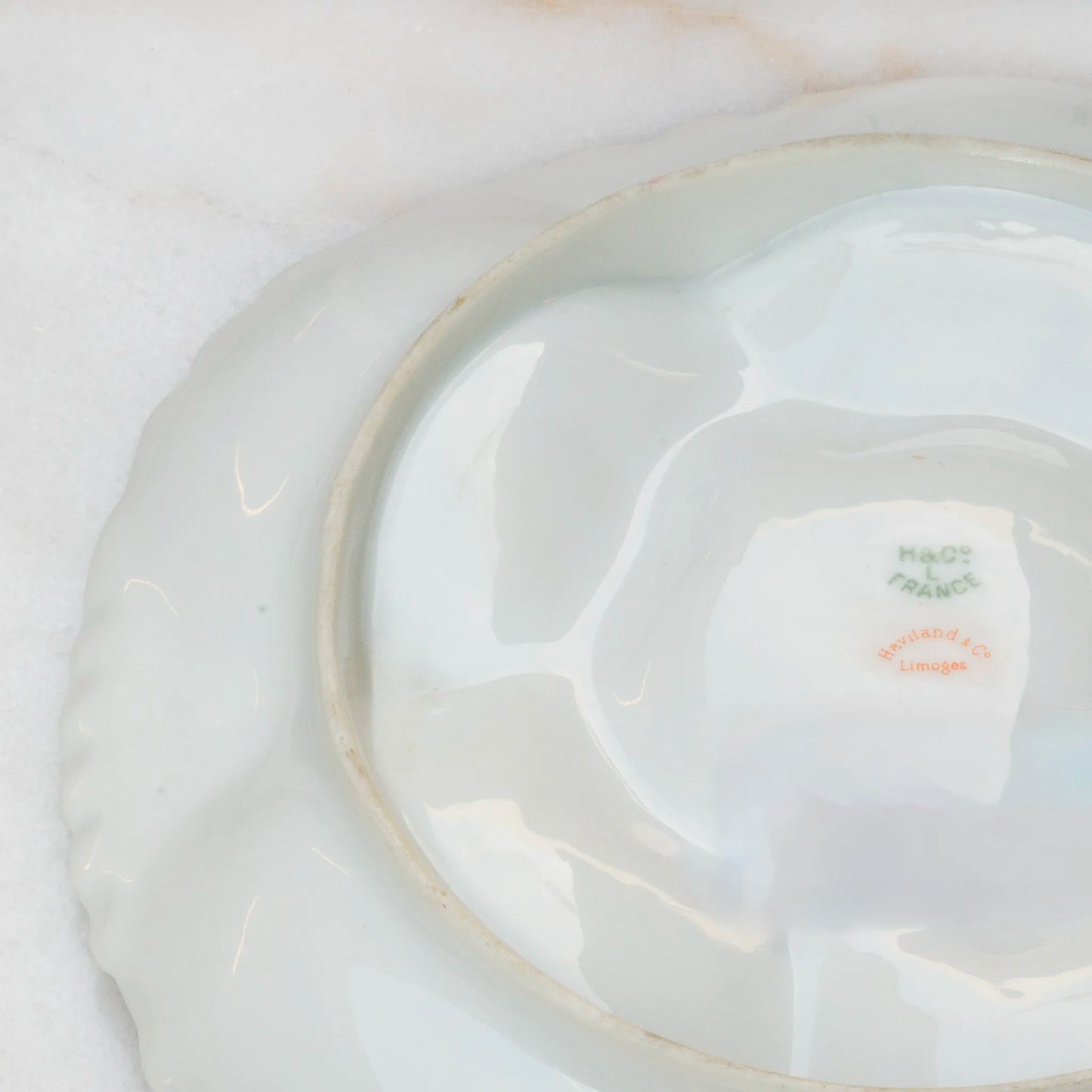 19th century Limoges dark pink plate underside with mark