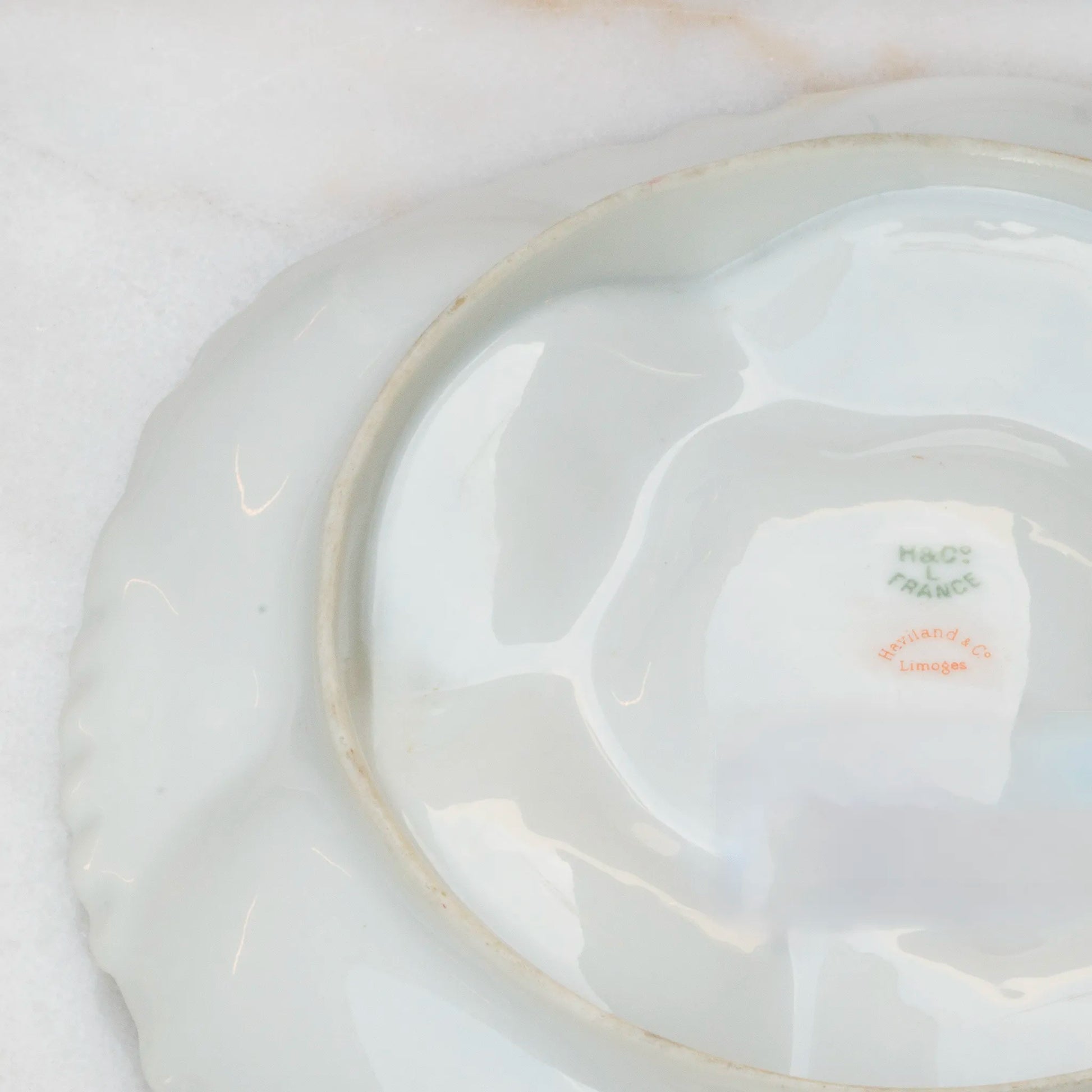 19th century Limoges dark pink plate underside with mark