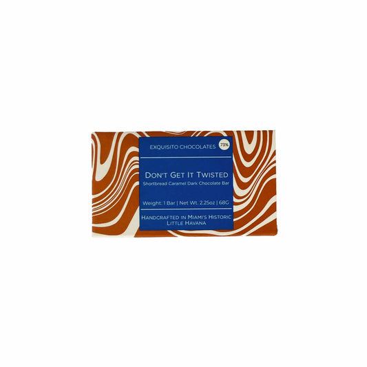 EXQUISITO CHOCOLATES 73% SHORTBREAD CARAMEL DARK CHOCOLATE BAR 68g