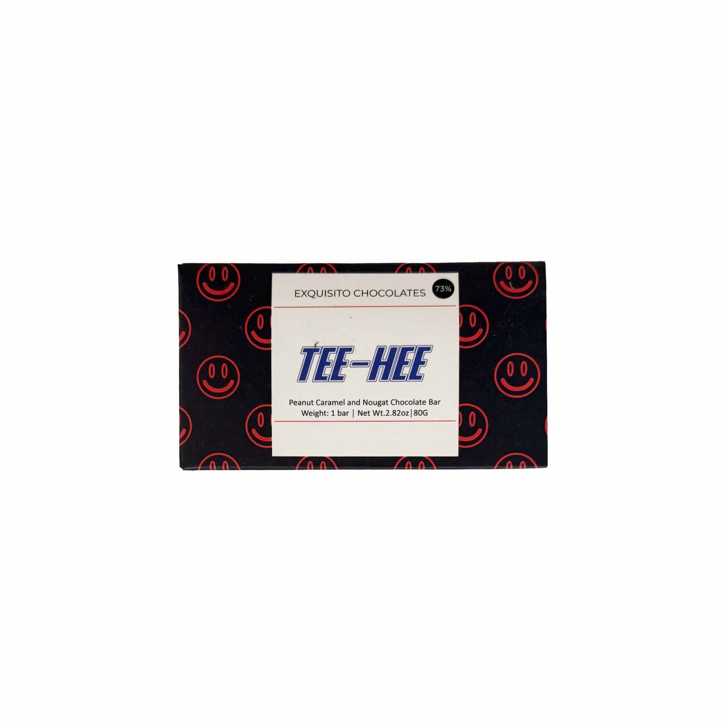 EXQUISITO CHOCOLATE "TEE-HEE" PEANUT CARAMEL AND NOUGAT CHOCOLATE BAR 71g
