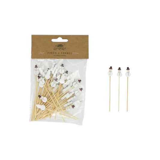 FINCH&FENNEL BAMBOO PICKS W/SNOWMEN 50ct