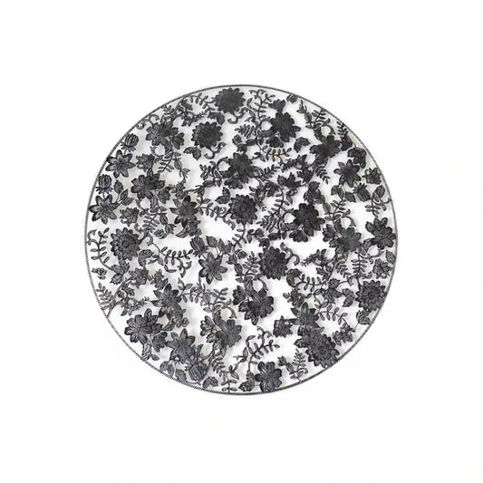 FIORIRA UN GIARDINO TRANSPARENT UNDERPLATE WITH FLOWERS - BLACK